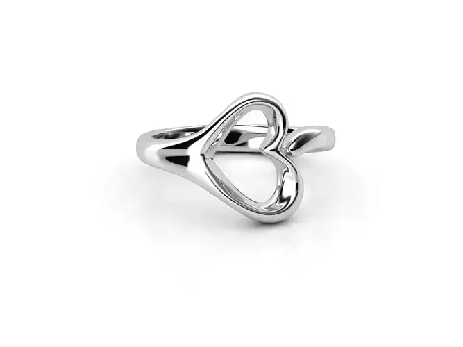 MY011-TF02 sterling silver heart ring 3D print model