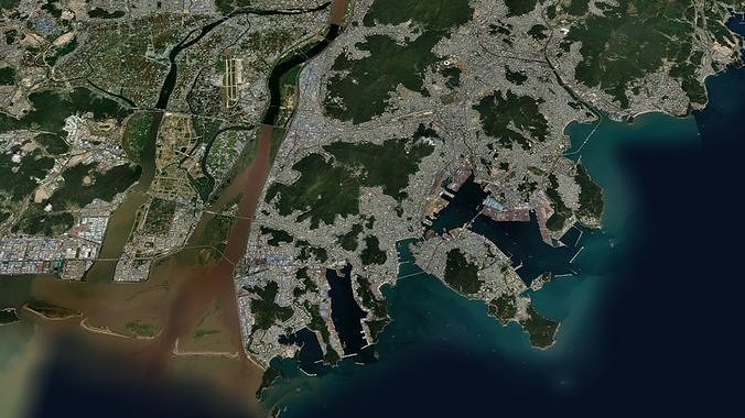 Busan South Korea Feb 2021 Low-poly 3D model Low-poly 3D model