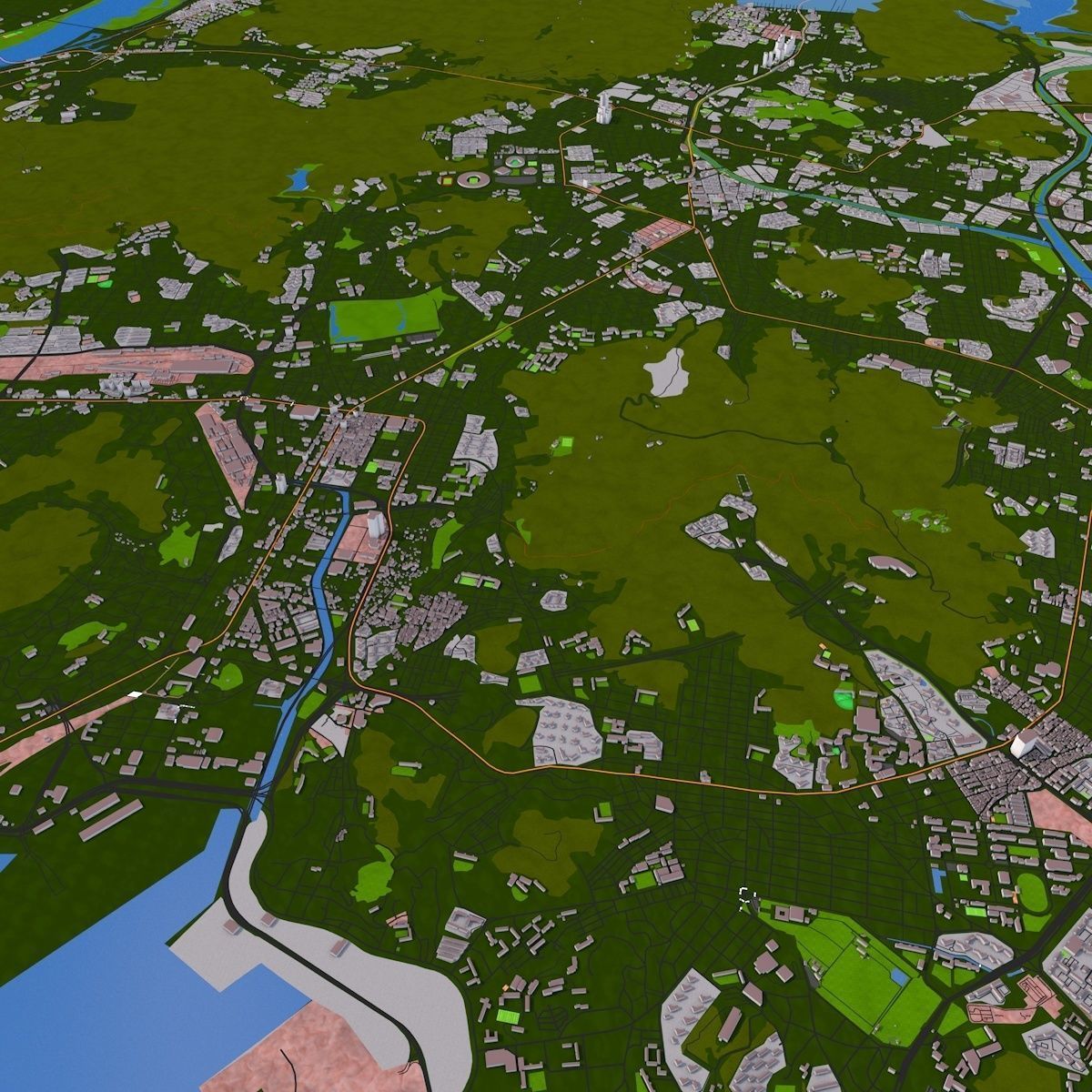 Busan South Korea Feb 2021 Low-poly 3D model Low-poly 3D model_2