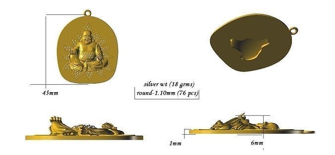 laughing buddha pendant and keychain 3D print model