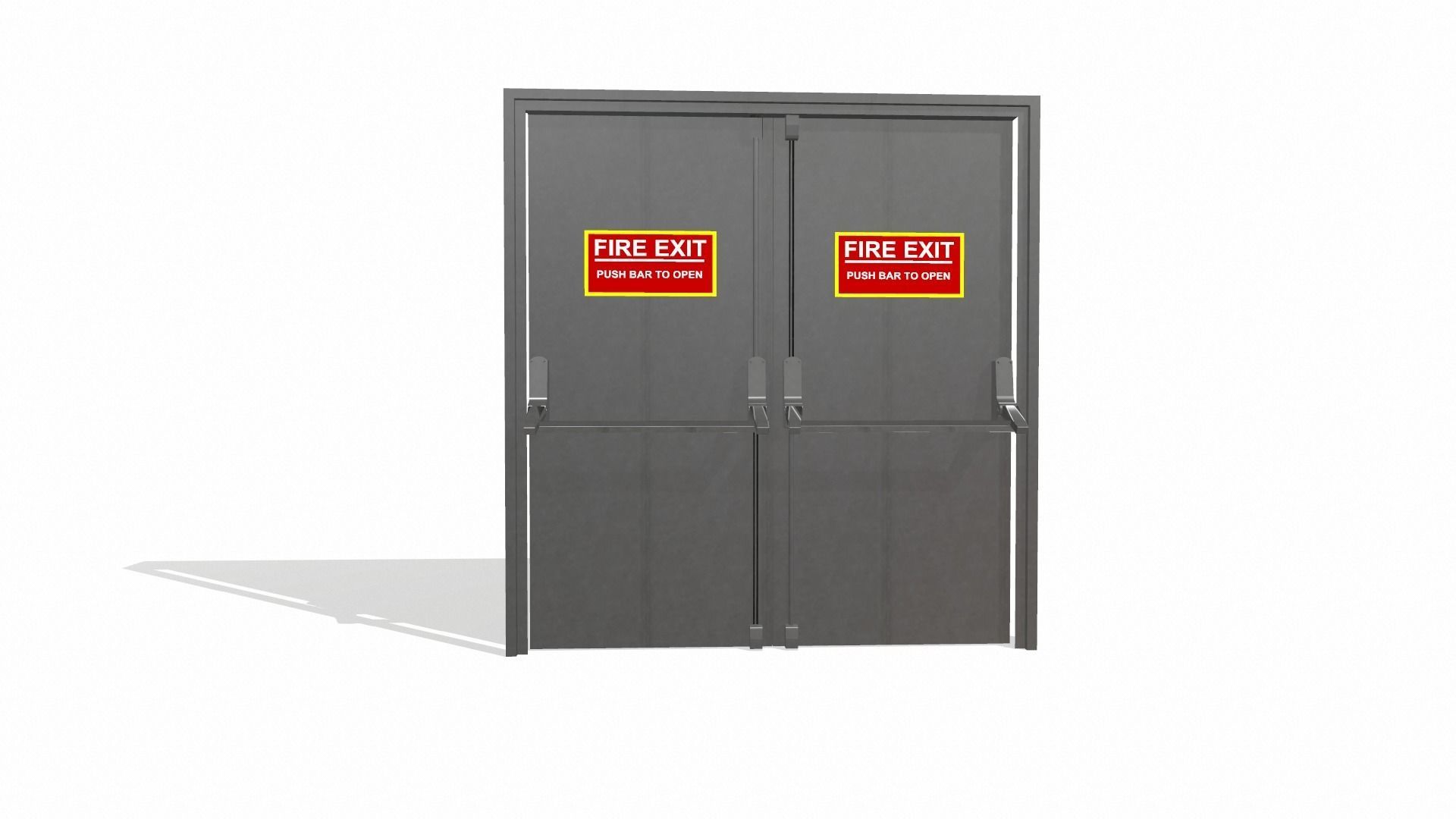 Double doors fire exit 3D model_4