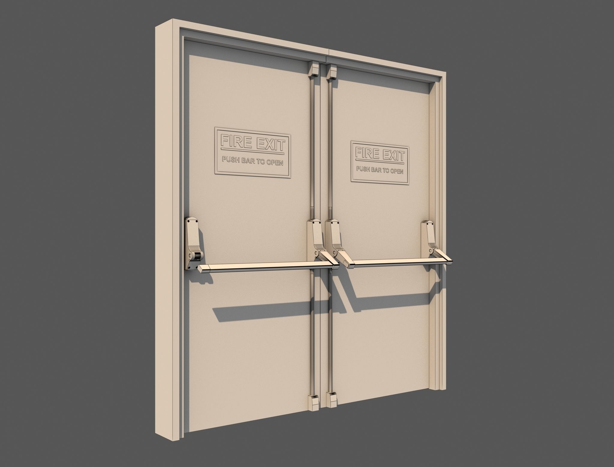 Double doors fire exit 3D model_11