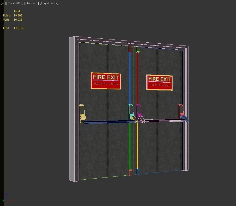 Double doors fire exit 3D model_12
