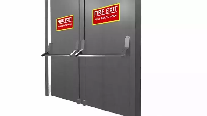 Double doors fire exit 3D model