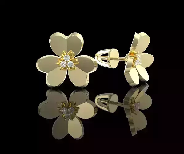Clover earrings large model with diamonds