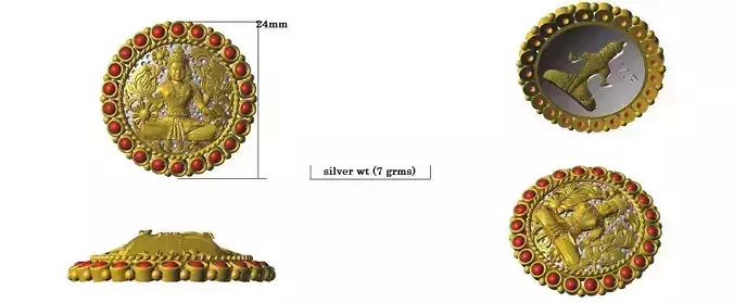 laxmi pendant with stones 