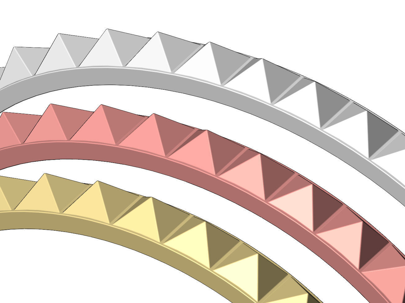 Pyramids studs cuff bracelet 3D print model_4