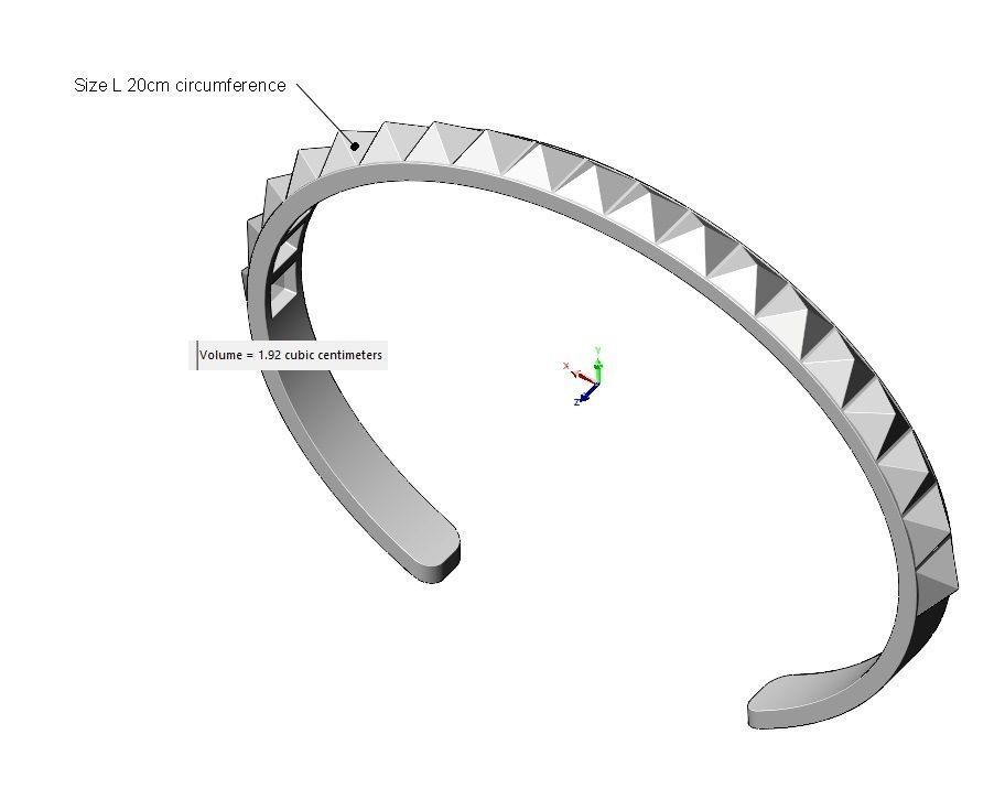 Pyramids studs cuff bracelet 3D print model_12