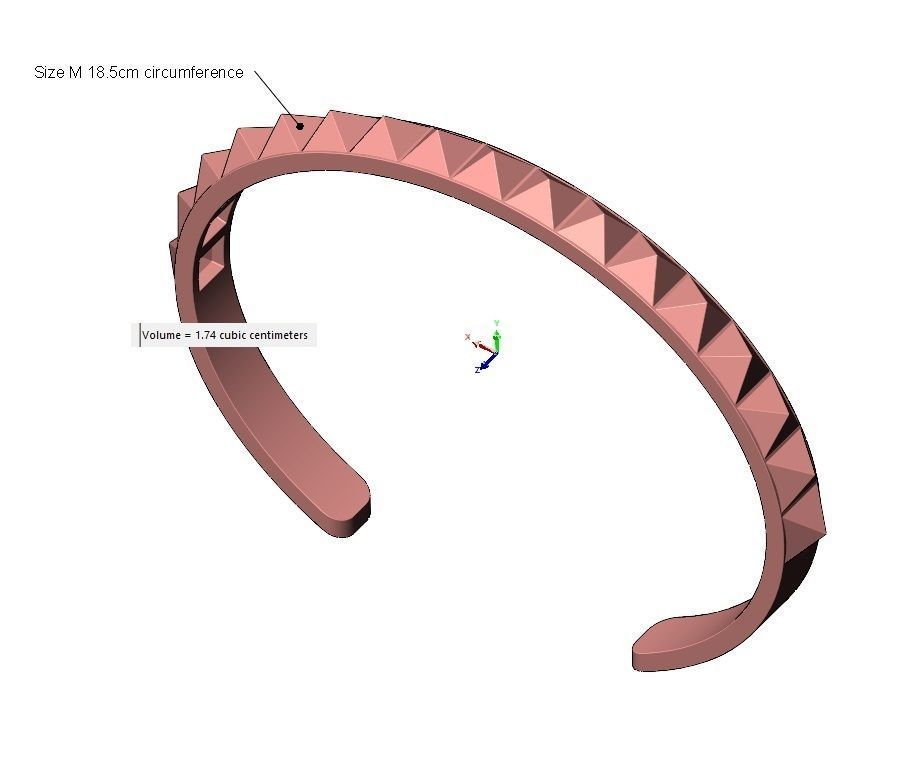 Pyramids studs cuff bracelet 3D print model_11