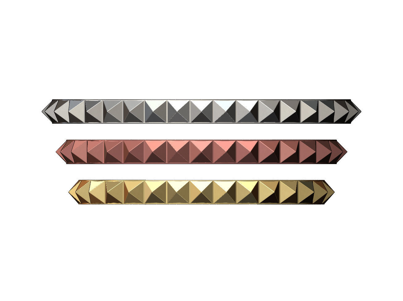 Pyramids studs cuff bracelet 3D print model_3