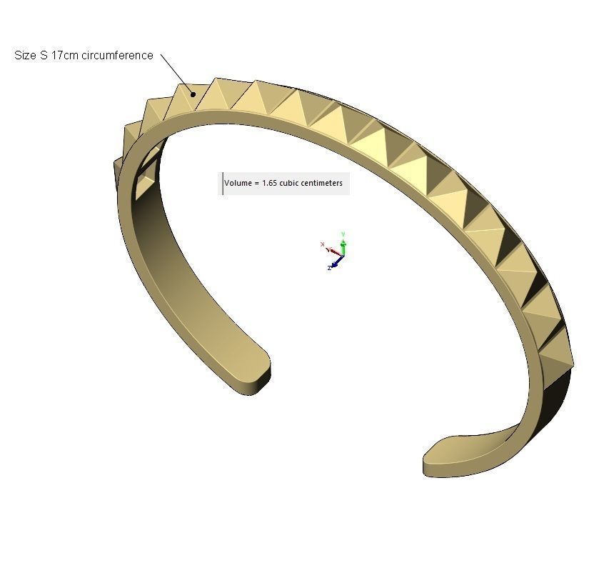 Pyramids studs cuff bracelet 3D print model_10