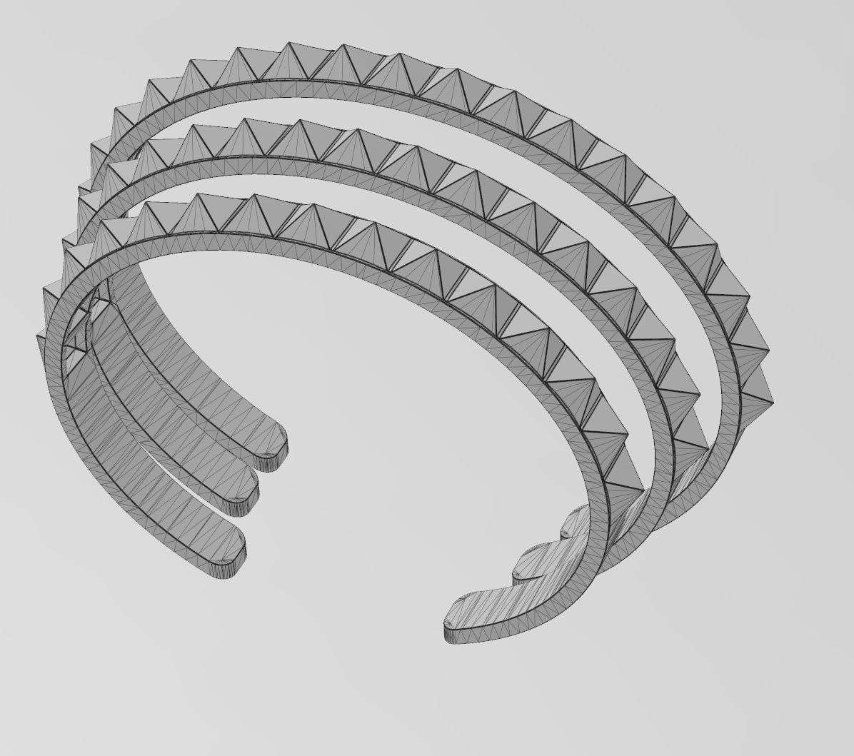 Pyramids studs cuff bracelet 3D print model_13