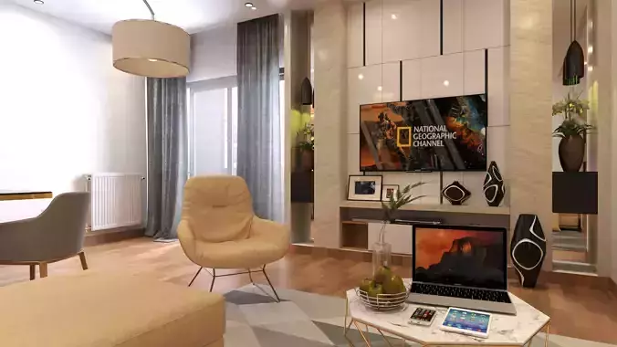 interior living room  kitchen  