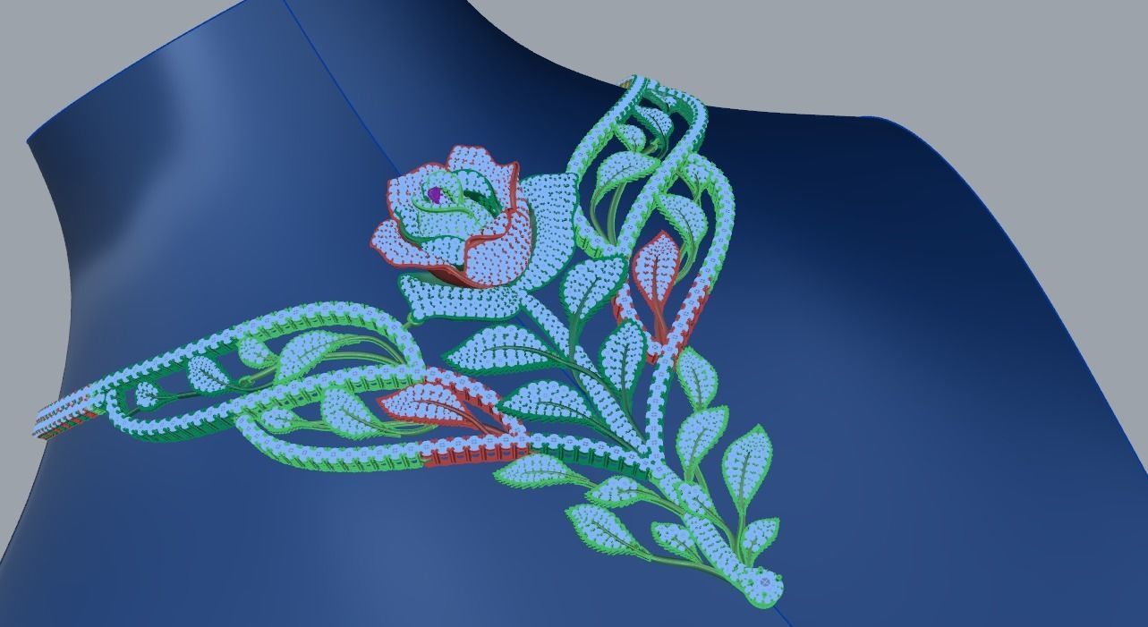 rose diamond necklace  3D print model_2