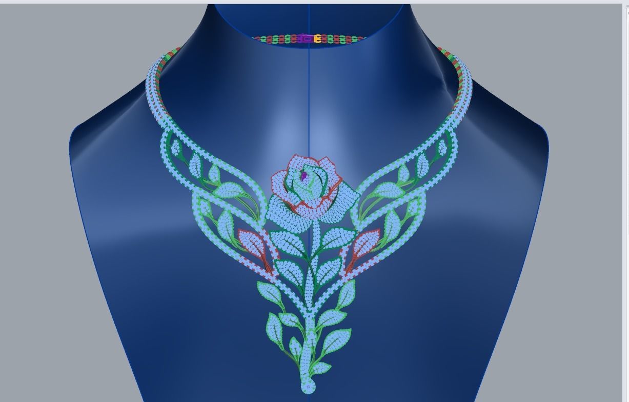 rose diamond necklace  3D print model_1