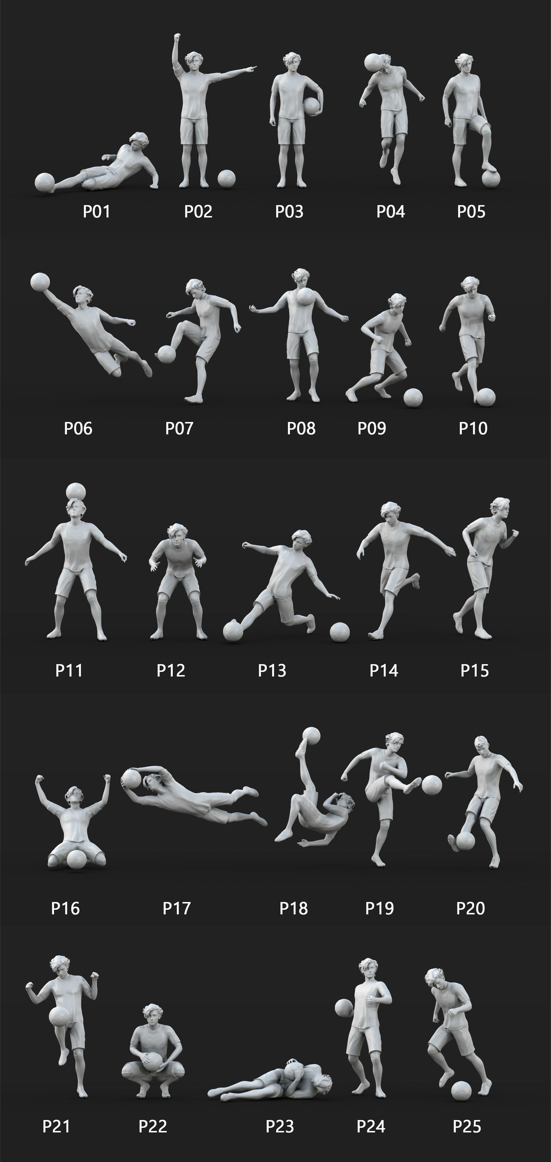 25 Soccer player figure 3D model_13