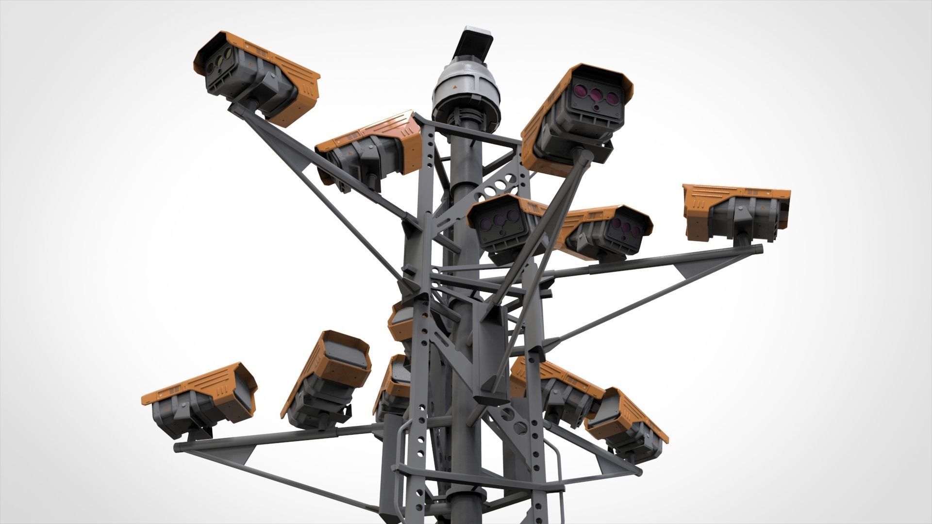 sci fi video surveillance mast 3D model_7