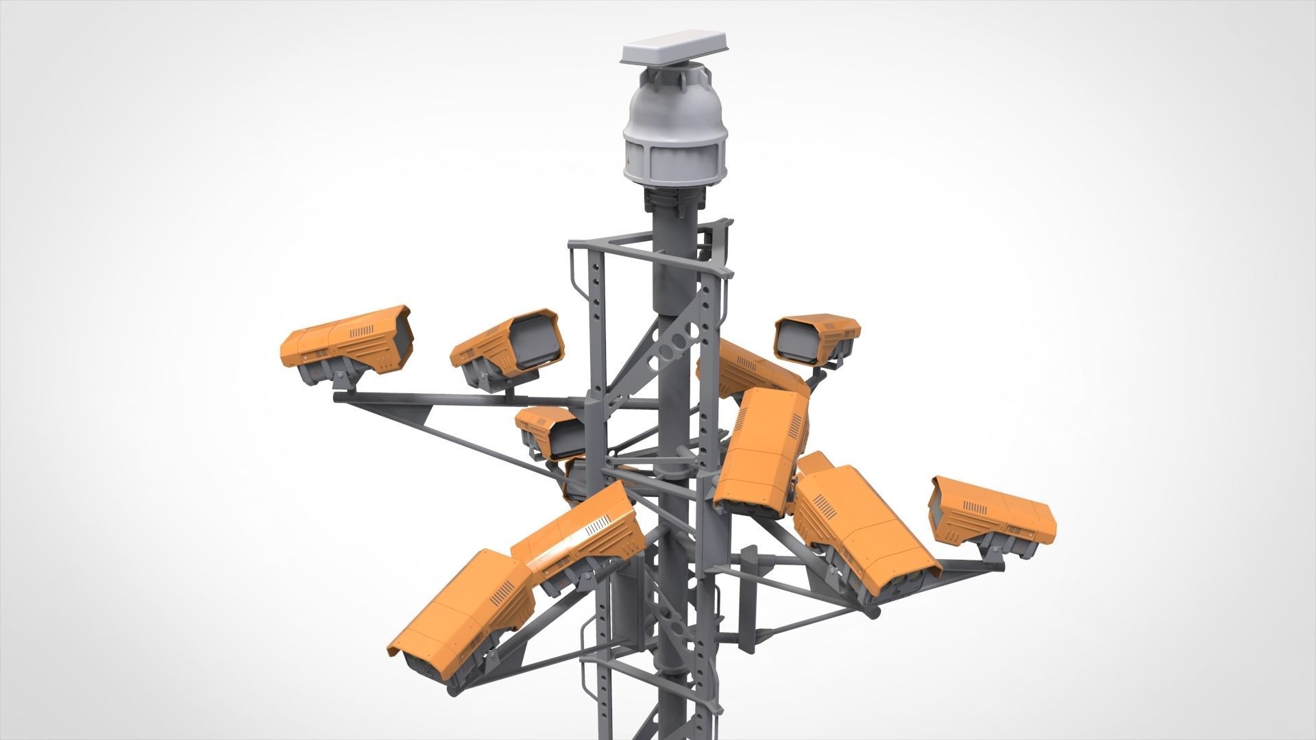 sci fi video surveillance mast 3D model_5