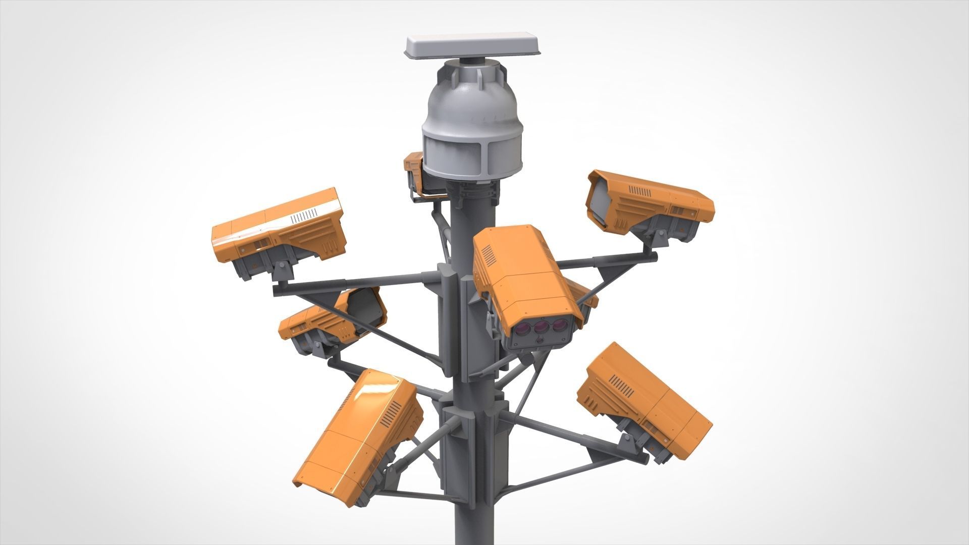 sci fi video surveillance mast 3D model_12