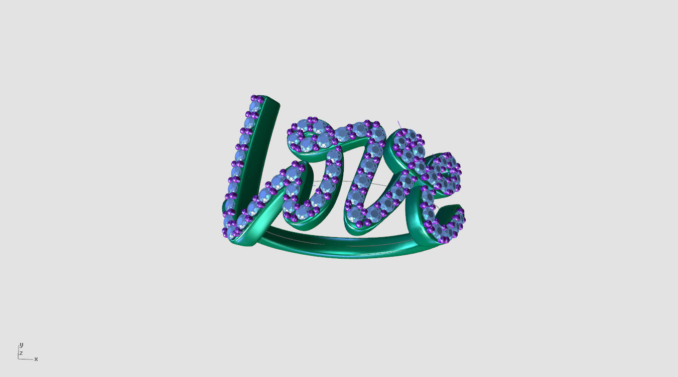 MY012 love diamond ring 3D print model_4