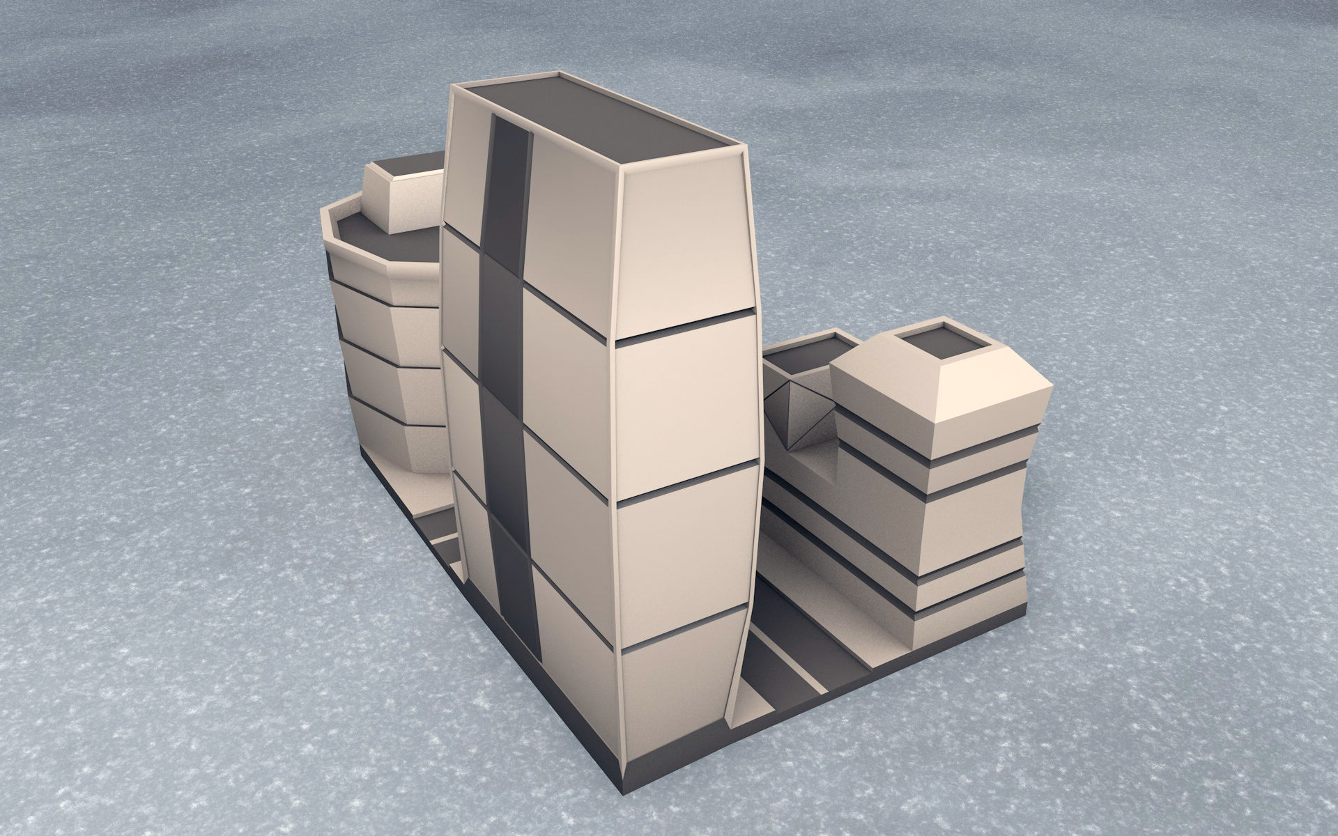 Building city low poly mini-scene 3D print model_2