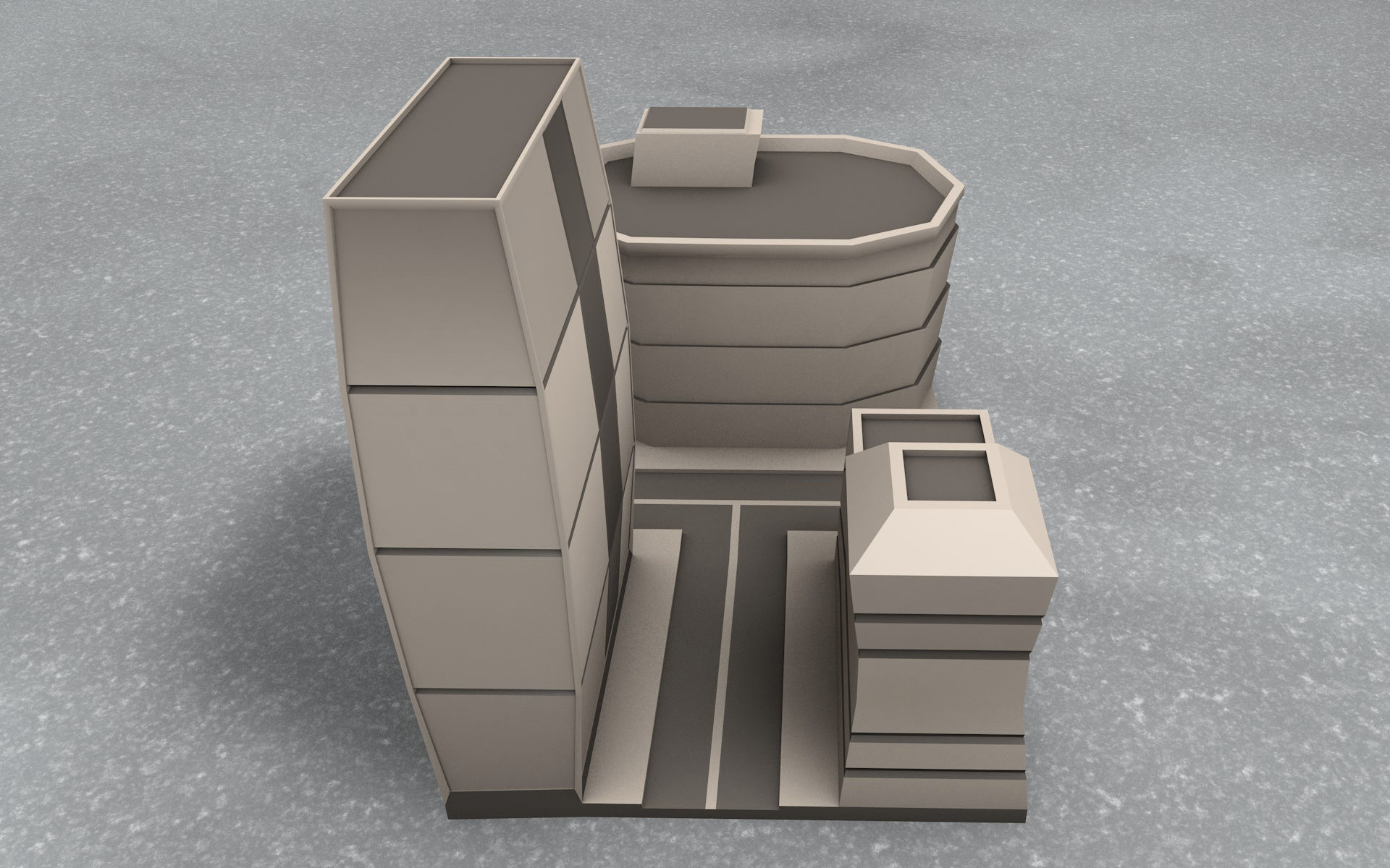 Building city low poly mini-scene 3D print model_4