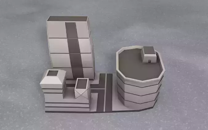 Building city low poly mini-scene 3D print model