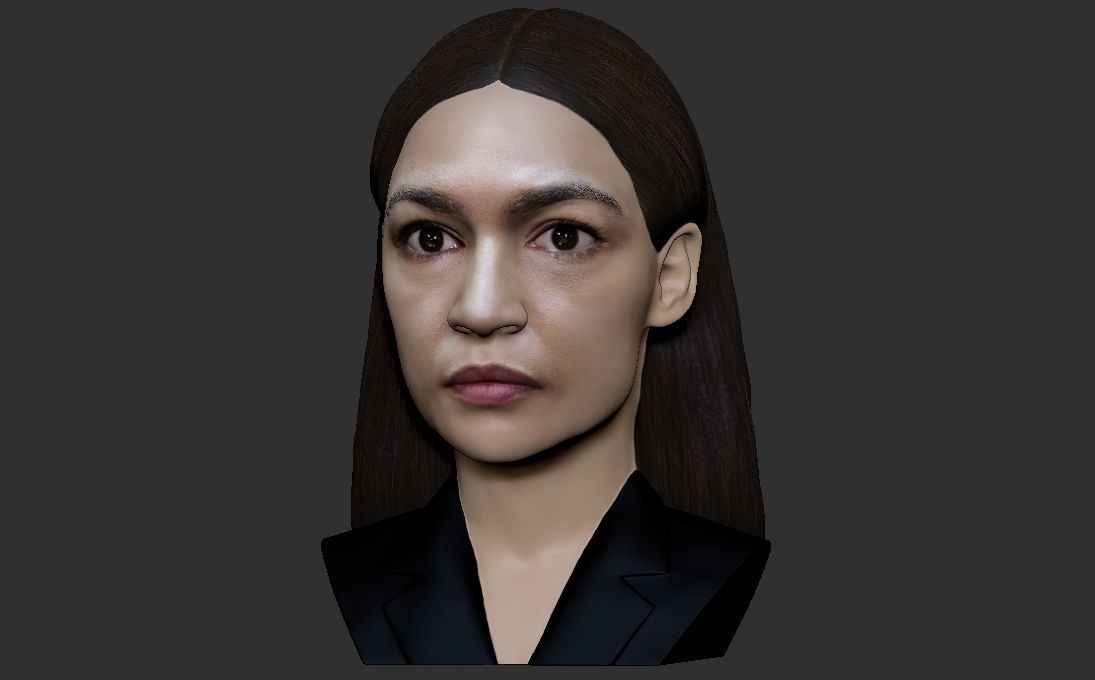 Alexandria Ocasio-Cortez bust ready for full color 3D printing 3D print model_16