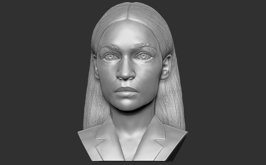 Alexandria Ocasio-Cortez bust ready for full color 3D printing 3D print model_21