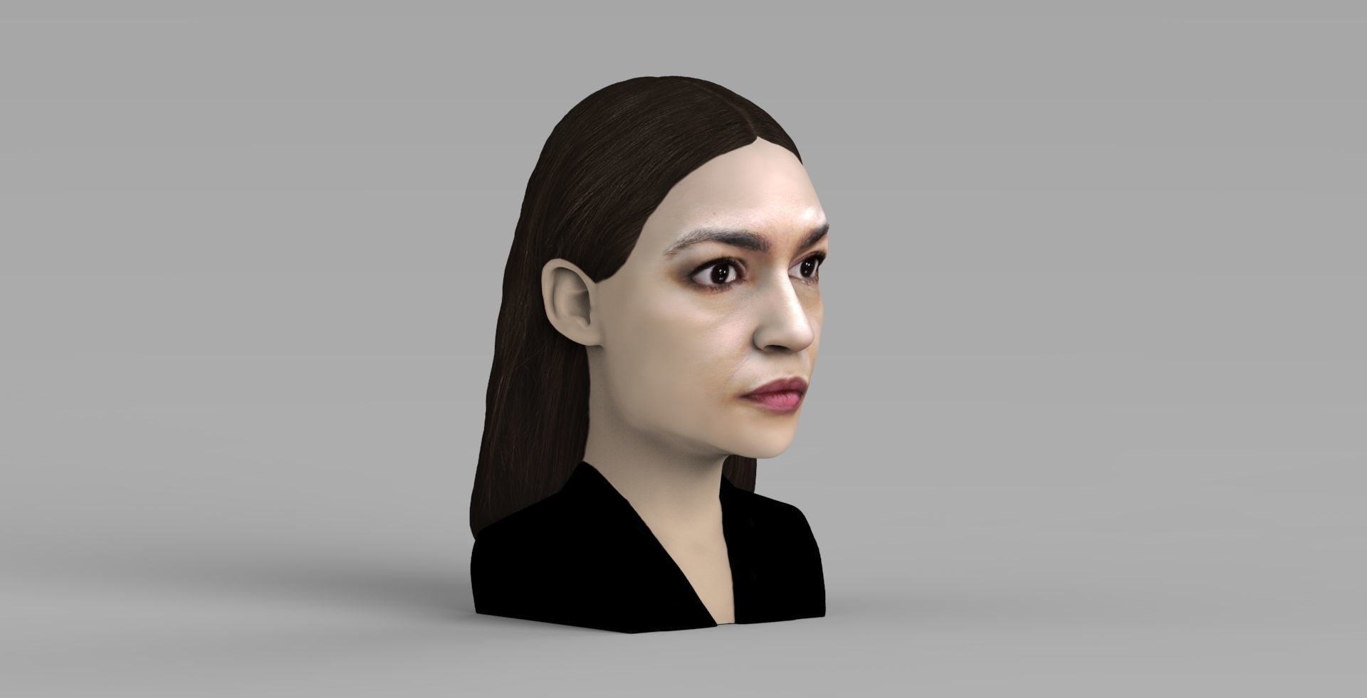 Alexandria Ocasio-Cortez bust ready for full color 3D printing 3D print model_7