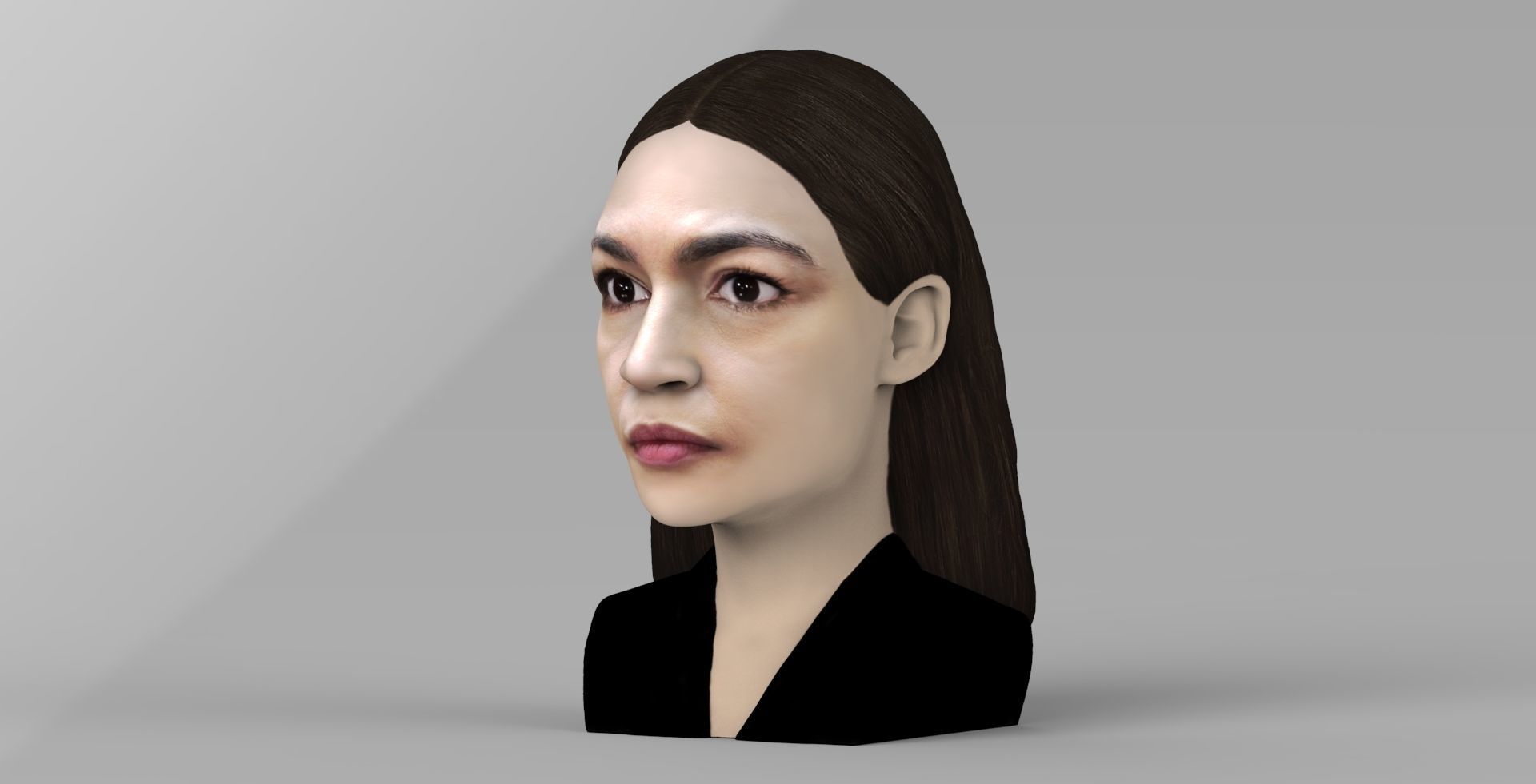 Alexandria Ocasio-Cortez bust ready for full color 3D printing 3D print model_2