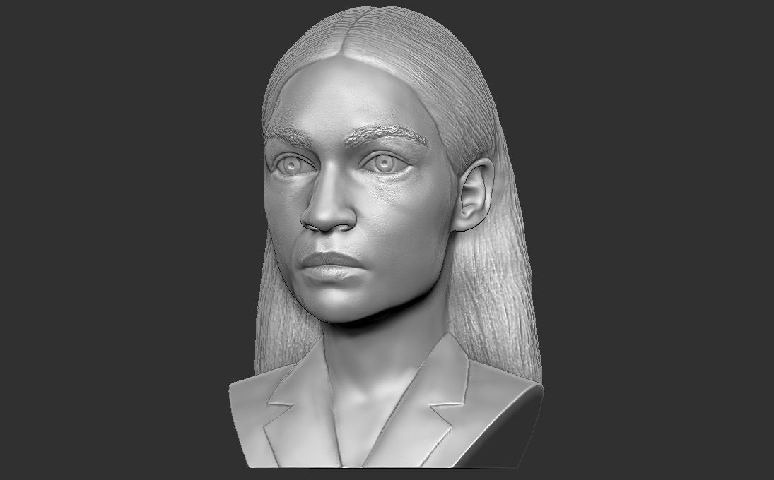 Alexandria Ocasio-Cortez bust ready for full color 3D printing 3D print model_22