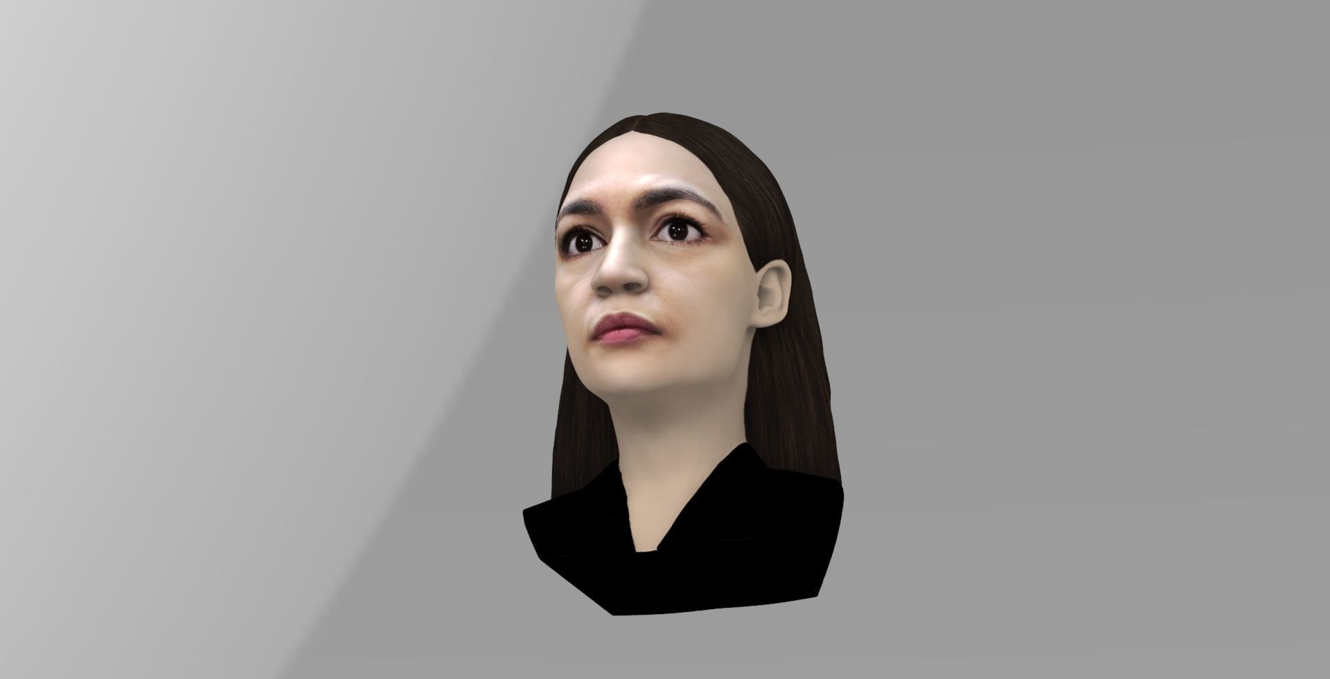 Alexandria Ocasio-Cortez bust ready for full color 3D printing 3D print model_12
