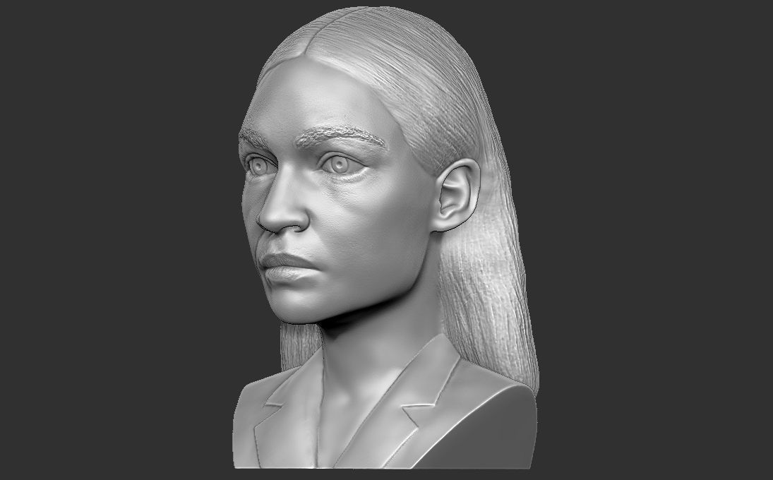 Alexandria Ocasio-Cortez bust ready for full color 3D printing 3D print model_23