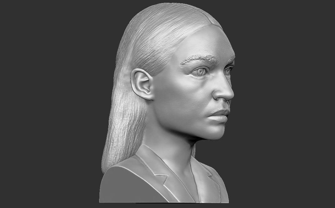 Alexandria Ocasio-Cortez bust ready for full color 3D printing 3D print model_30