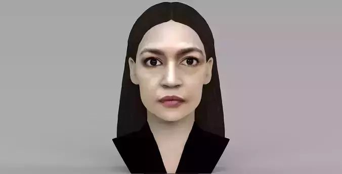 Alexandria Ocasio-Cortez bust ready for full color 3D printing 3D print model