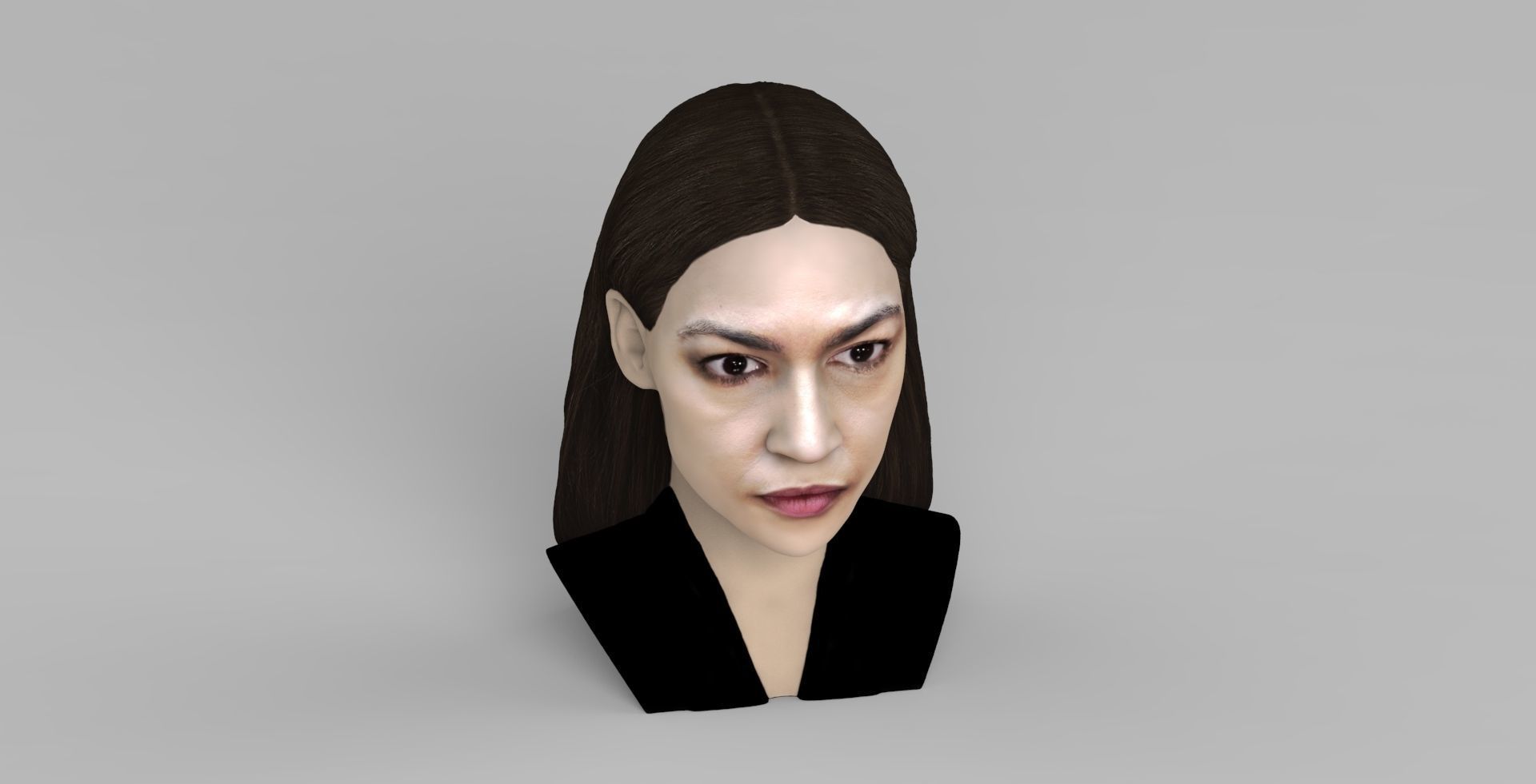Alexandria Ocasio-Cortez bust ready for full color 3D printing 3D print model_9