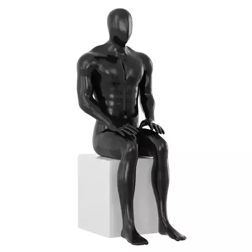 Male mannequin sitting on a square stool 129