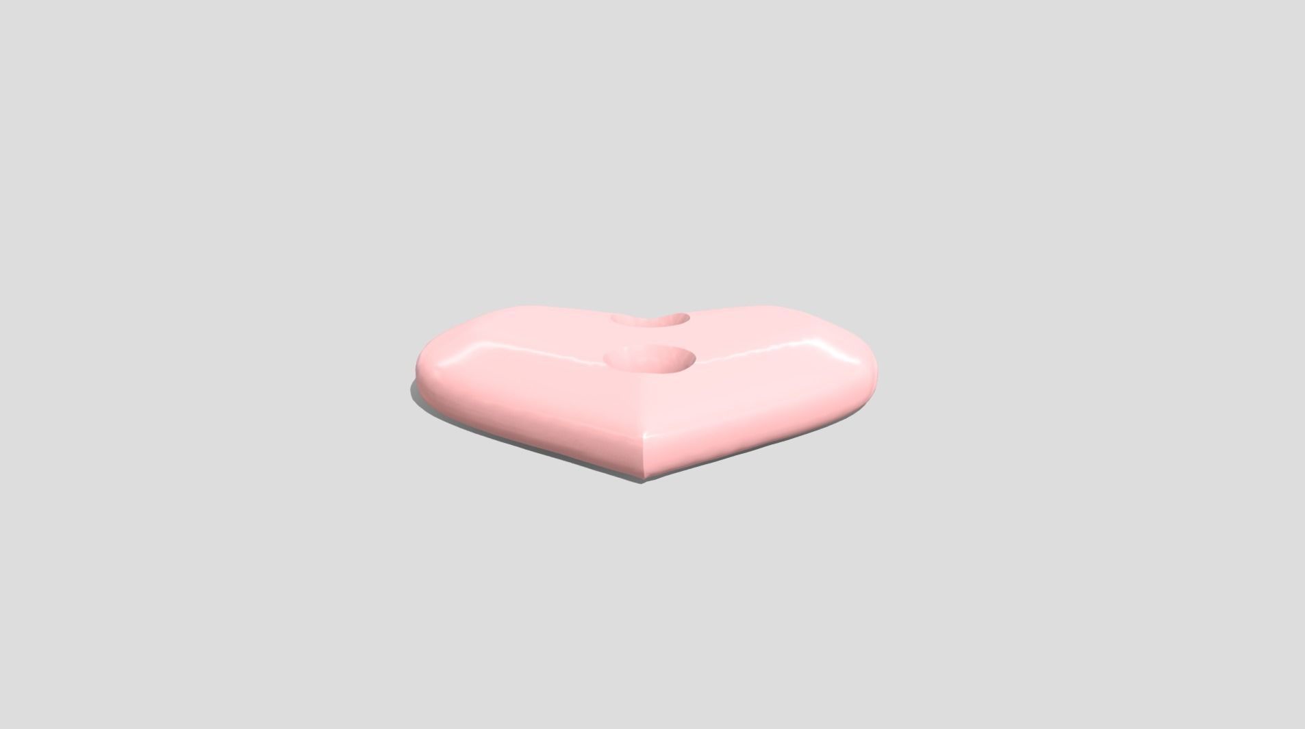 Printable Heart Button 01 - 15mm - 2Holes 2mm 3D print model_1