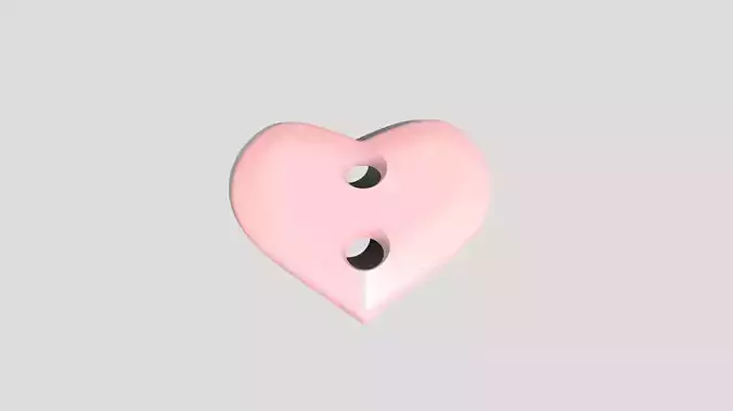 Printable Heart Button 01 - 15mm - 2Holes 2mm
