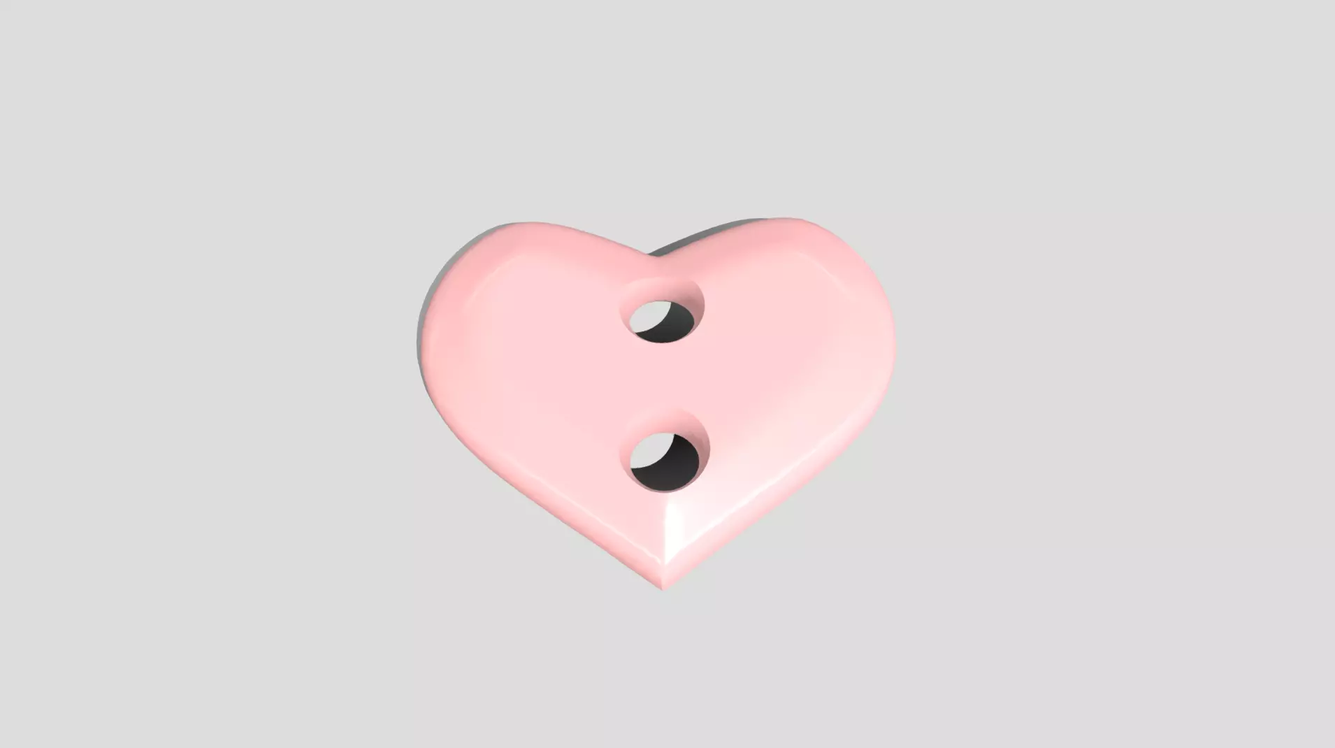 Printable Heart Button 01 - 15mm - 2Holes 2mm 3D print model_0