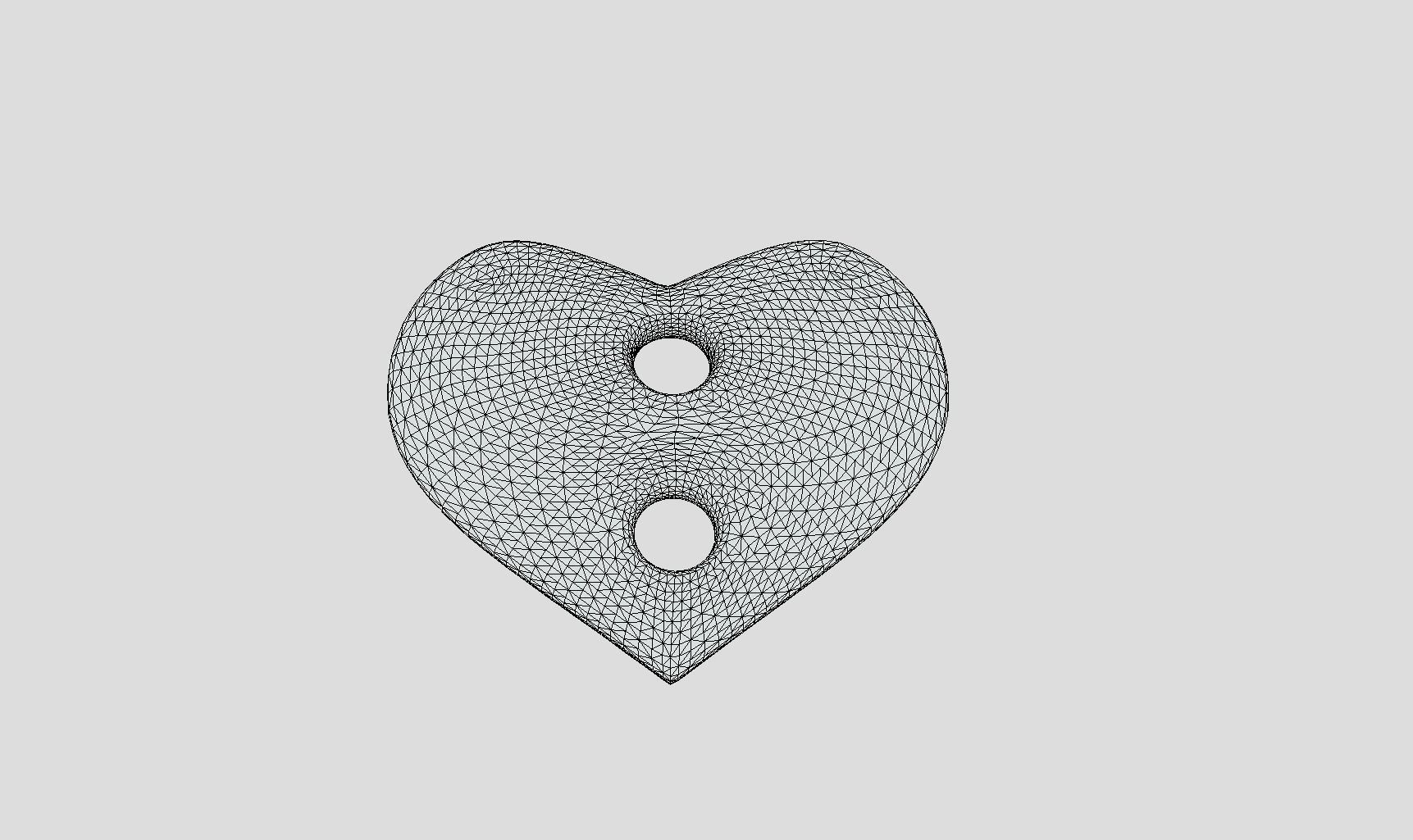 Printable Heart Button 01 - 15mm - 2Holes 2mm 3D print model_6