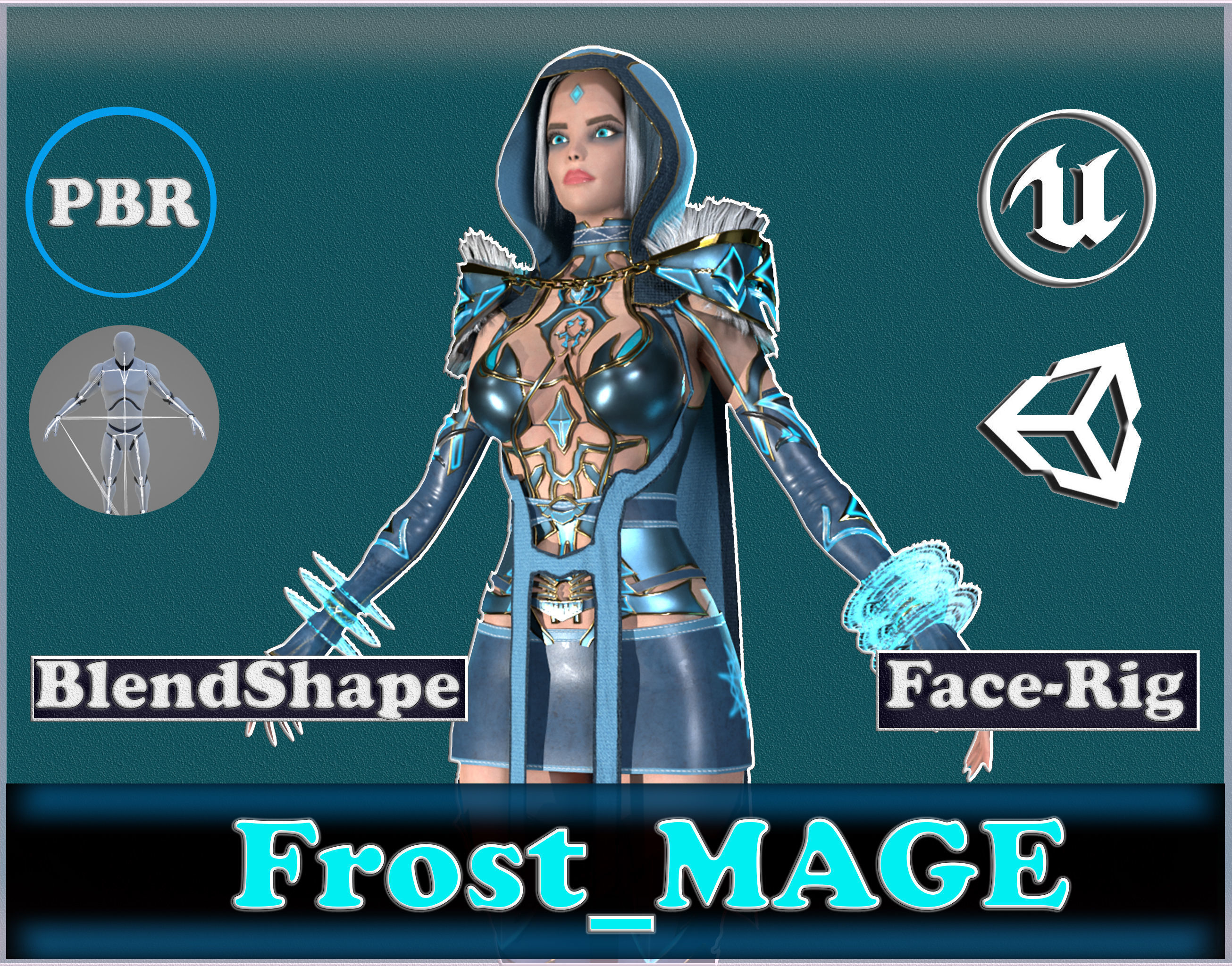 Frost Mage - Game Ready Low-poly 3D model Low-poly 3D model