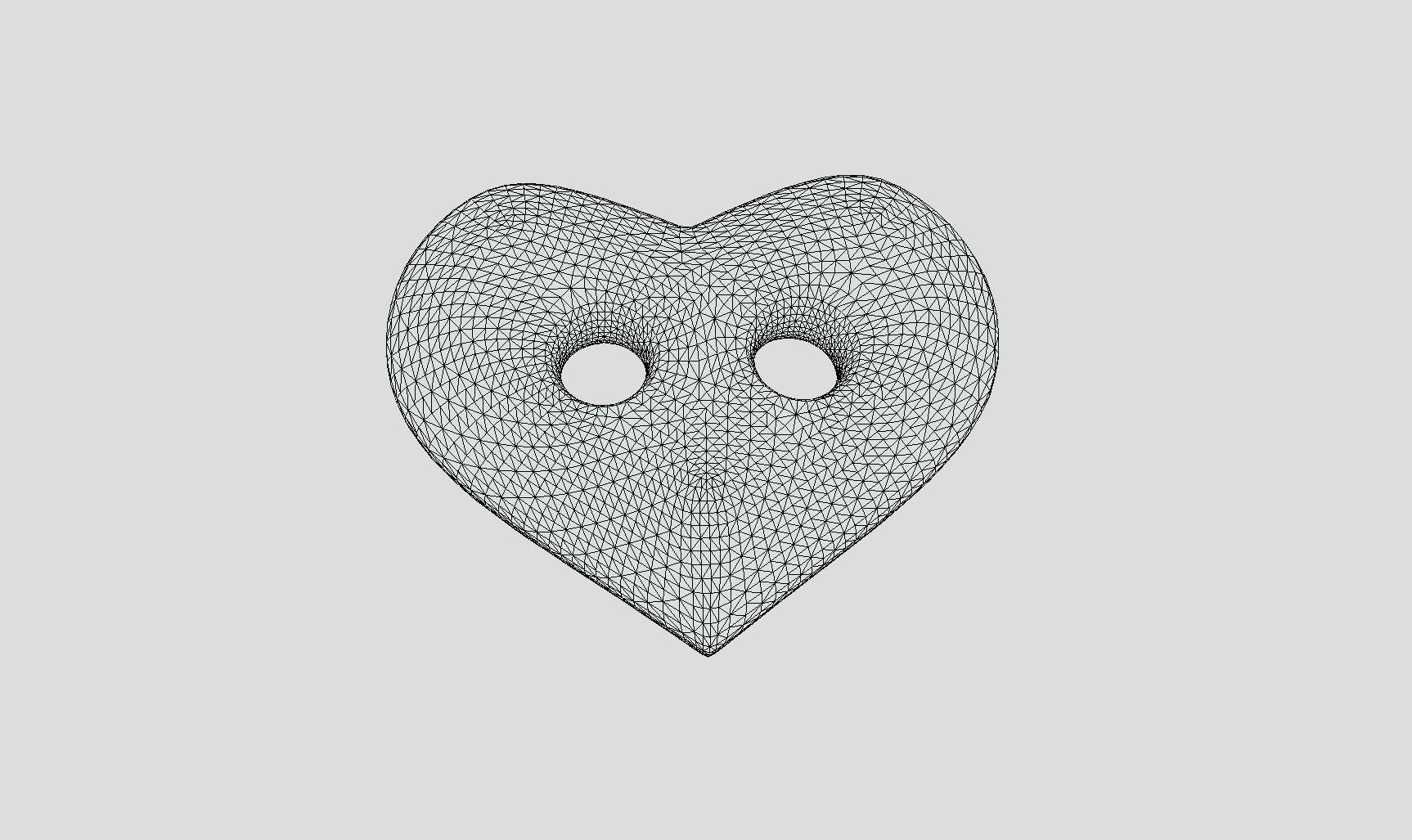 Printable Heart Button 02 - 15mm - 2Holes 2mm 3D print model_4