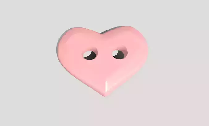 Printable Heart Button 02 - 15mm - 2Holes 2mm 3D print model