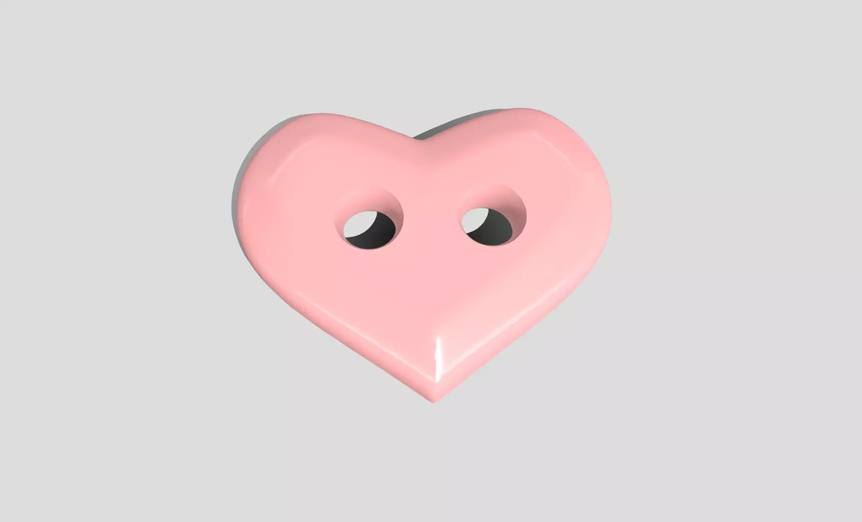 Printable Heart Button 02 - 15mm - 2Holes 2mm 3D print model_0