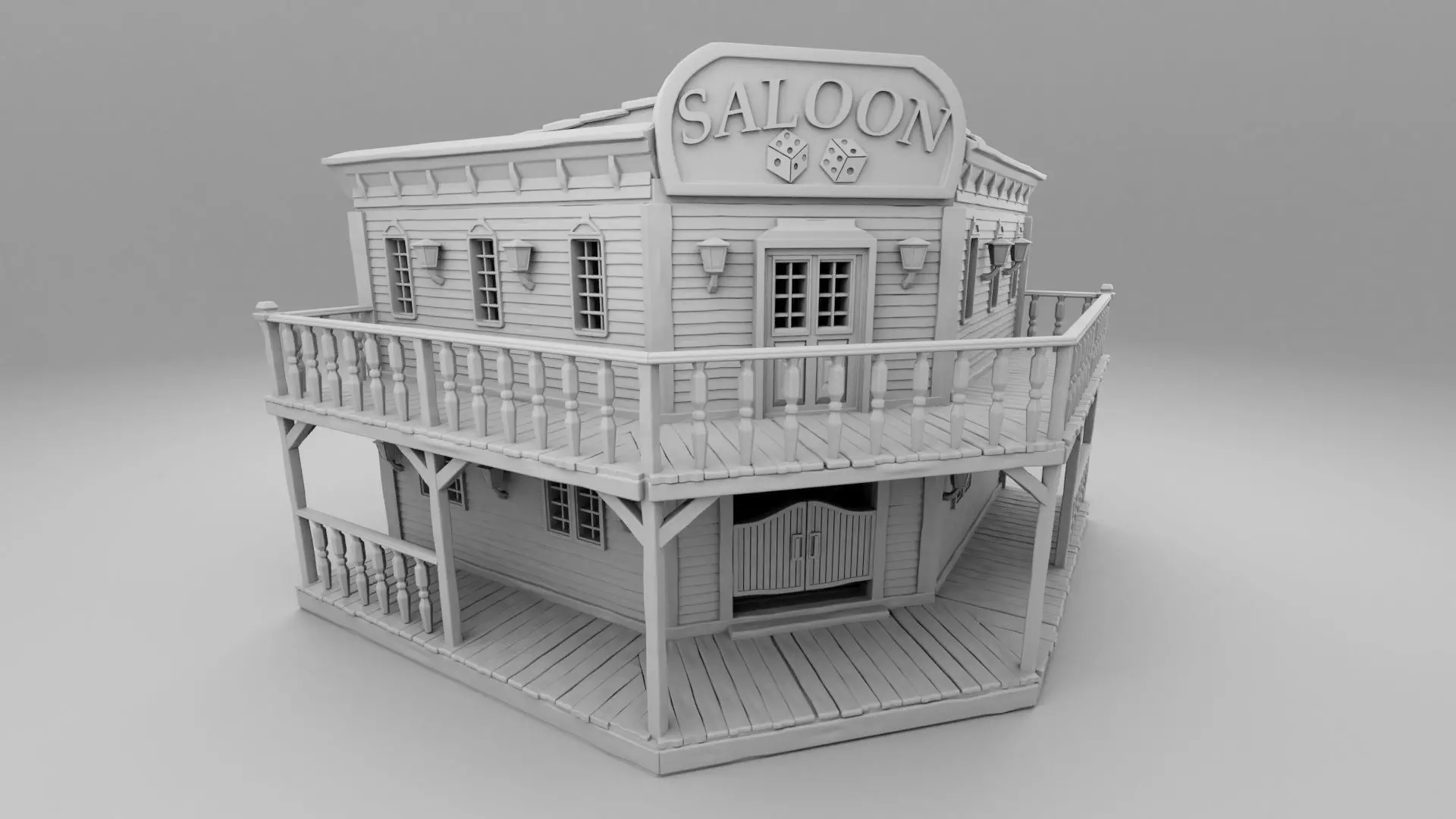Wild west large saloon 3D print model_0