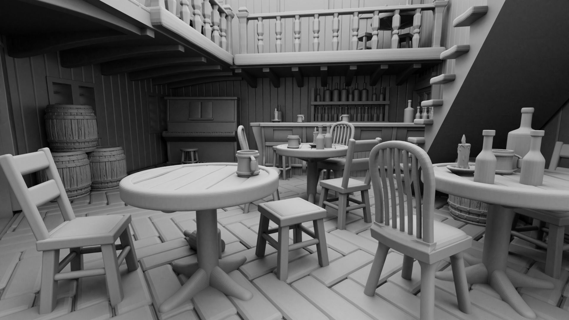 Wild west large saloon 3D print model_5