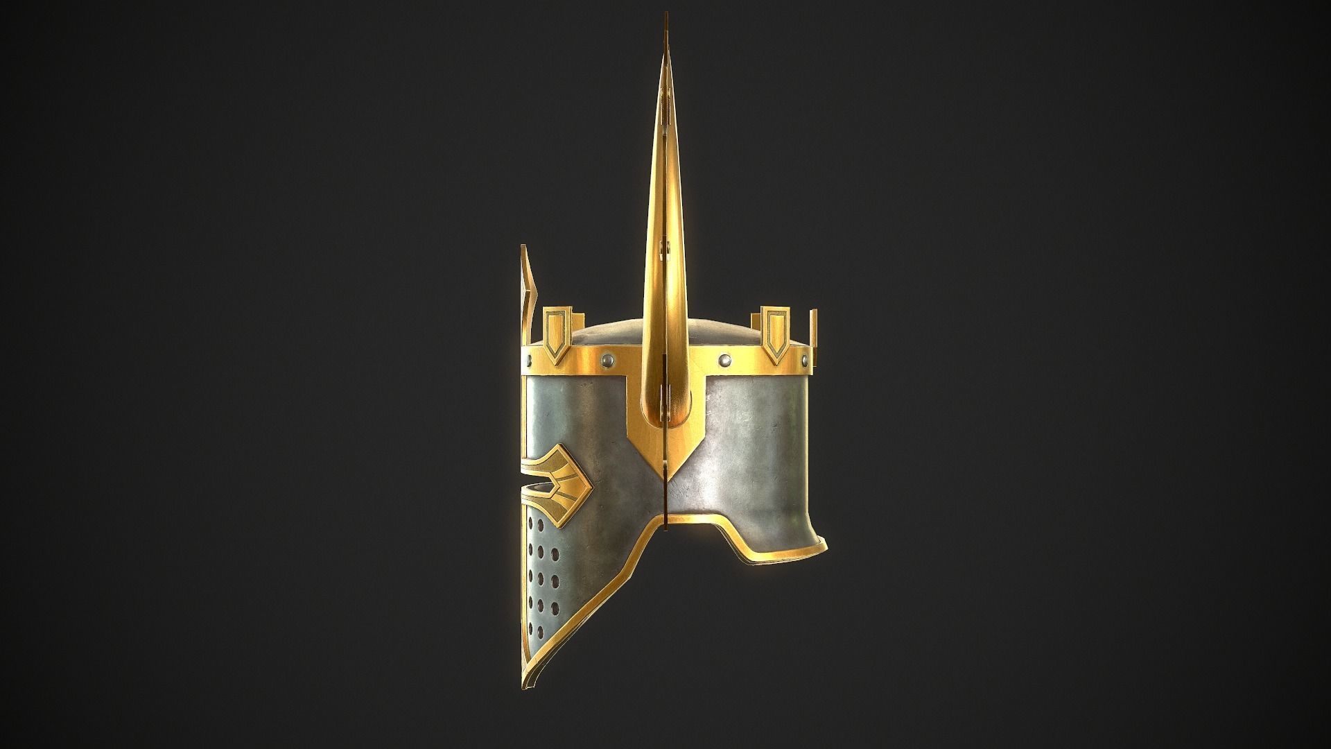 Knight Helmet 08 Low-poly 3D model_6