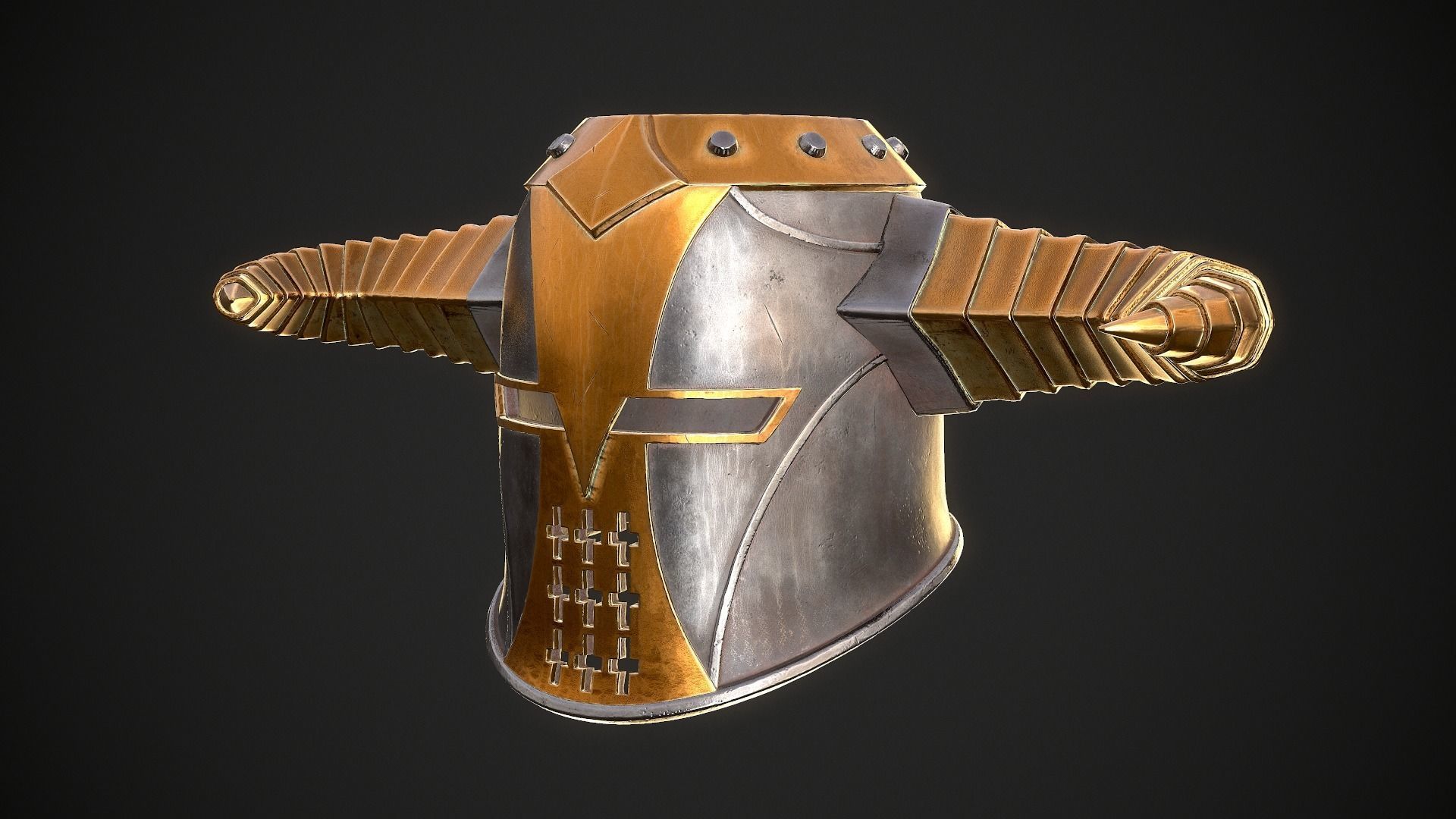 Knight Helmet 10 Low-poly 3D model_4
